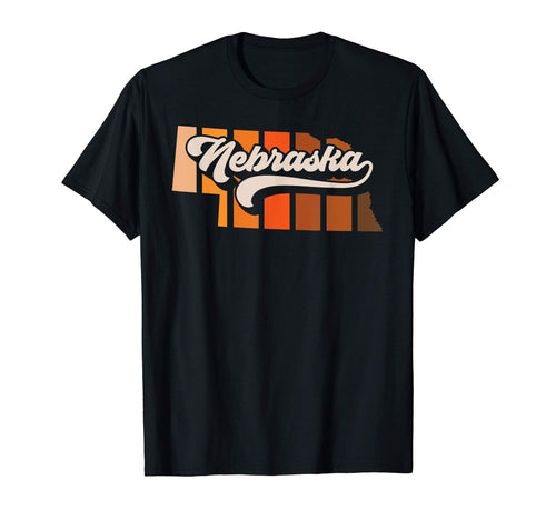 Nebraska 70S Stripe State Silhouette T-Shirt - Streetwear Style for Adults - T-Shirt, Sweatshirt, Hoodie
