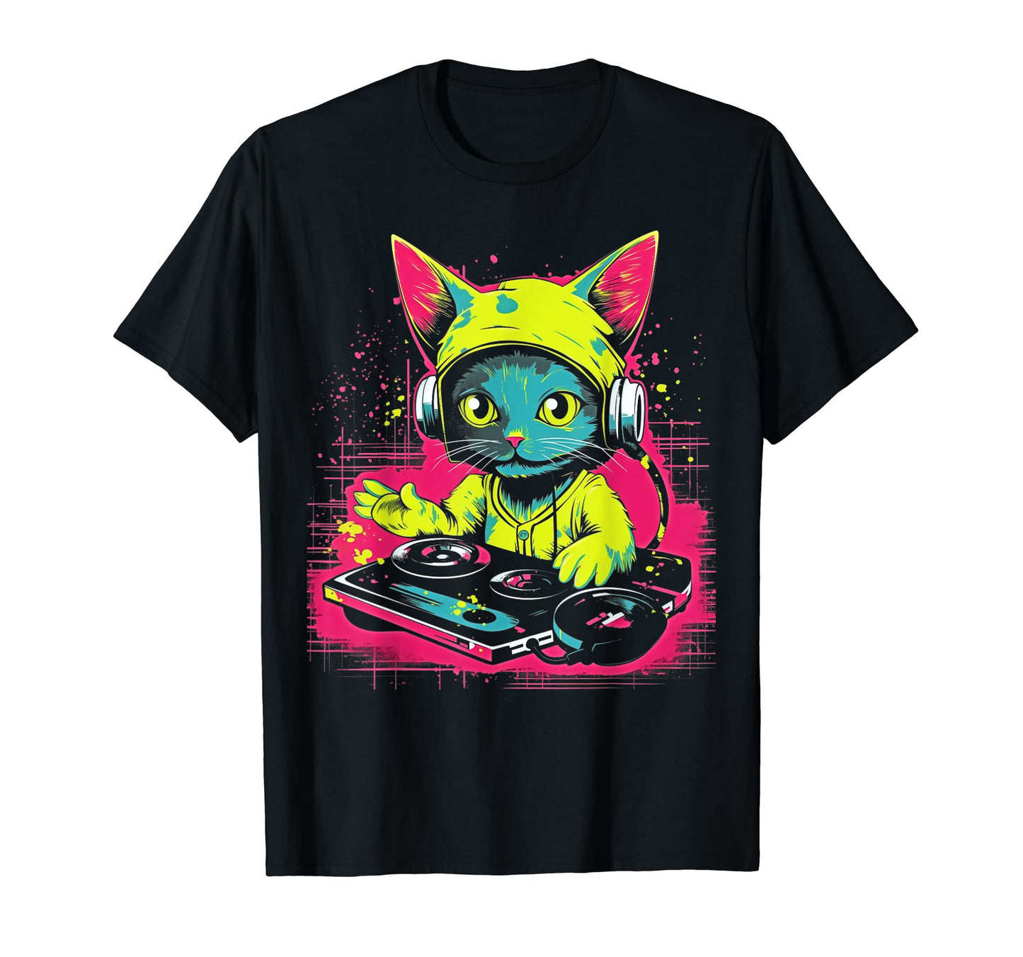 Kawaii Cat Dj Japanese Edm Y2K T-Shirt - Aesthetic Graphic for Adults - T-Shirt, Sweatshirt, Hoodie