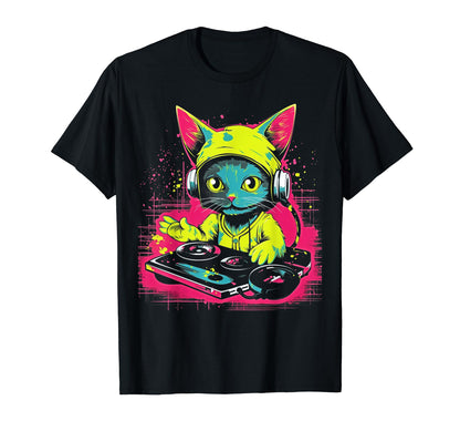 Kawaii Cat Dj Japanese Edm Y2K T-Shirt - Aesthetic Graphic for Adults - T-Shirt, Sweatshirt, Hoodie