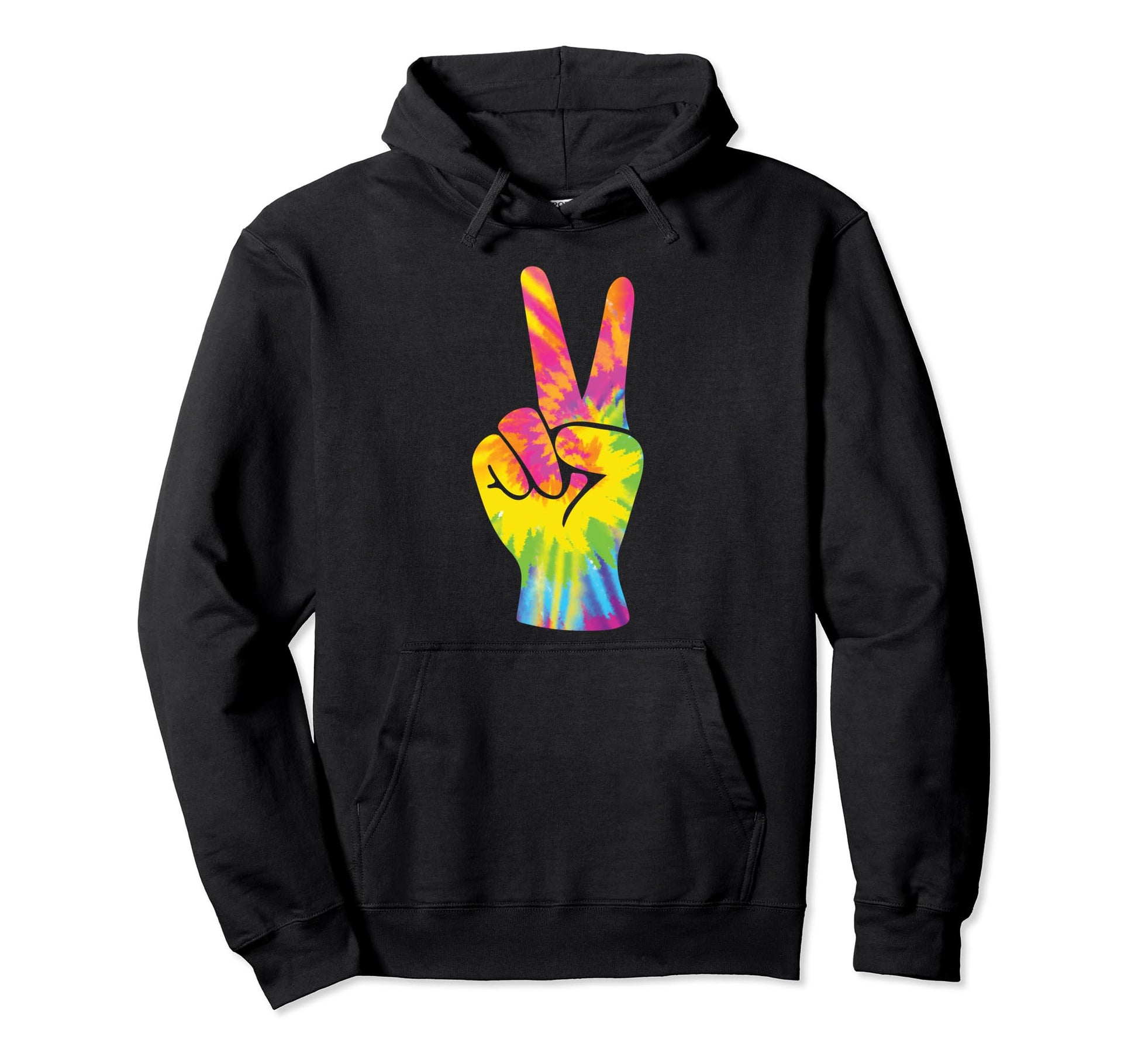 Peace Sign V Fingers Rainbow Hoodie - Unique Graphic Unisex - T-Shirt, Sweatshirt, Hoodie