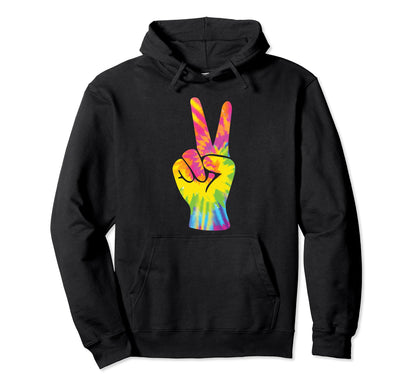 Peace Sign V Fingers Rainbow Hoodie - Unique Graphic Unisex - T-Shirt, Sweatshirt, Hoodie