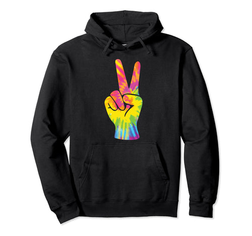 Peace Sign V Fingers Rainbow Hoodie - Unique Graphic Unisex - T-Shirt, Sweatshirt, Hoodie