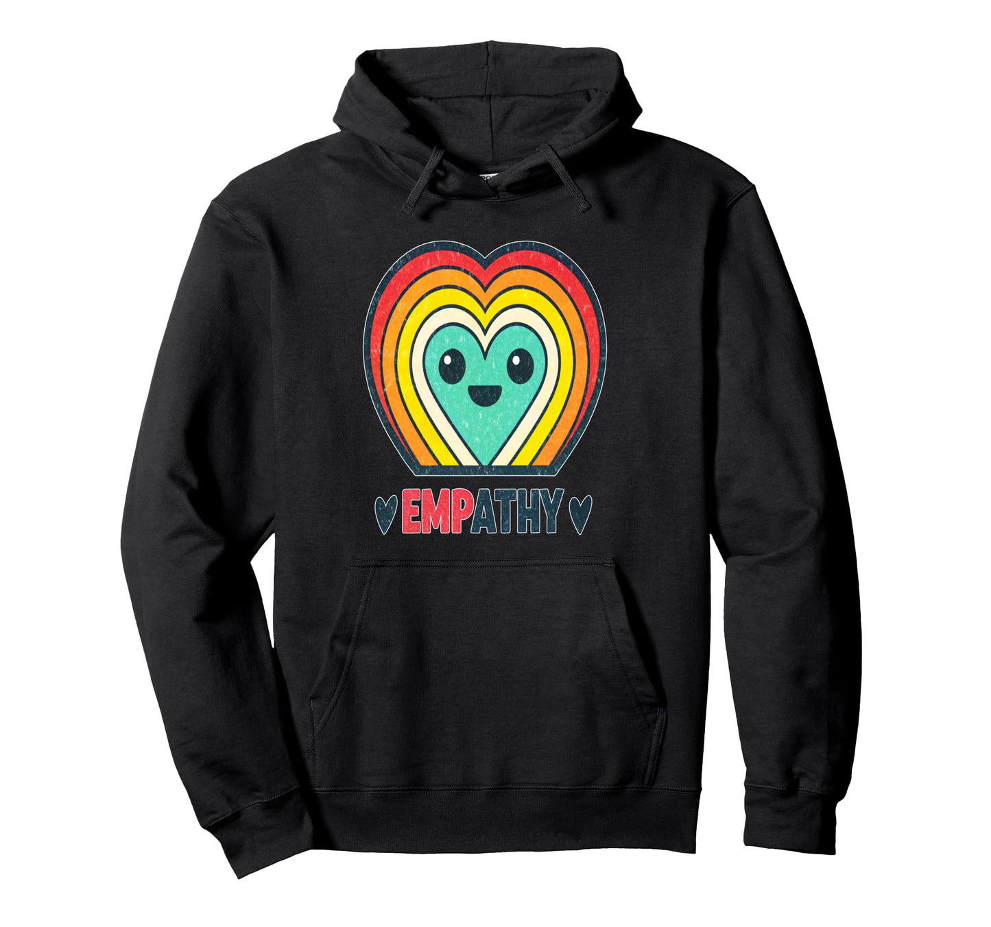 Colorful Rainbow Heart Empathy Hoodie - Trendy Graphic for Adults - T-Shirt, Sweatshirt, Hoodie