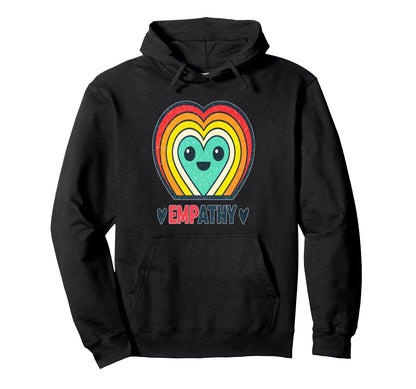 Colorful Rainbow Heart Empathy Hoodie - Trendy Graphic for Adults - T-Shirt, Sweatshirt, Hoodie