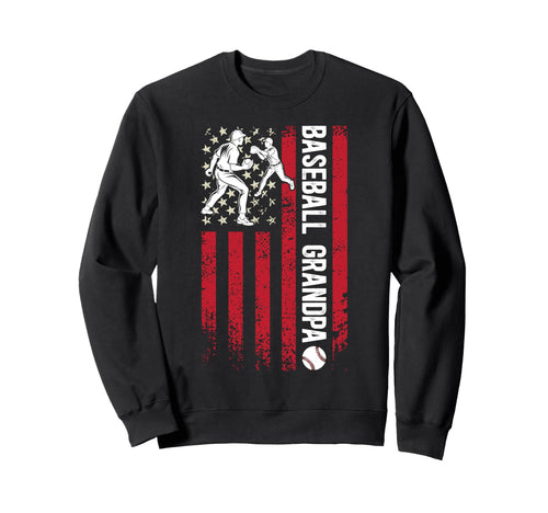 Baseball Grandpa Us Flag Sweatshirt - Aesthetic Graphic for Adults - T-Shirt, Sweatshirt, Hoodie