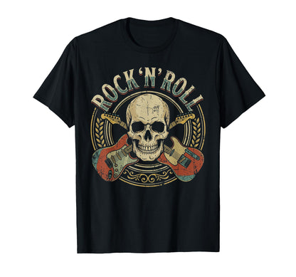 Rock And Roll Skull Electric Guitar T-Shirt - Novelty Apparel Men Women - T-Shirt, Sweatshirt, Hoodie