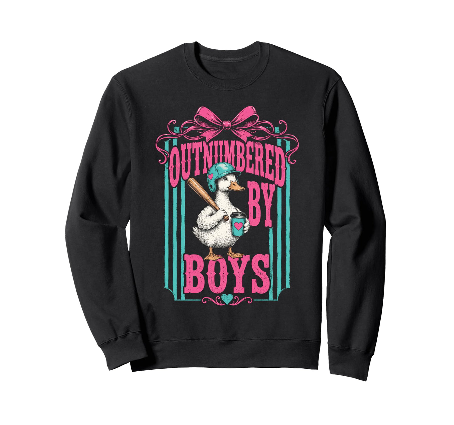Outnumbered Duck Baseball Coffee Mom Sweatshirt - Trendy Graphic for Adults - T-Shirt, Sweatshirt, Hoodie