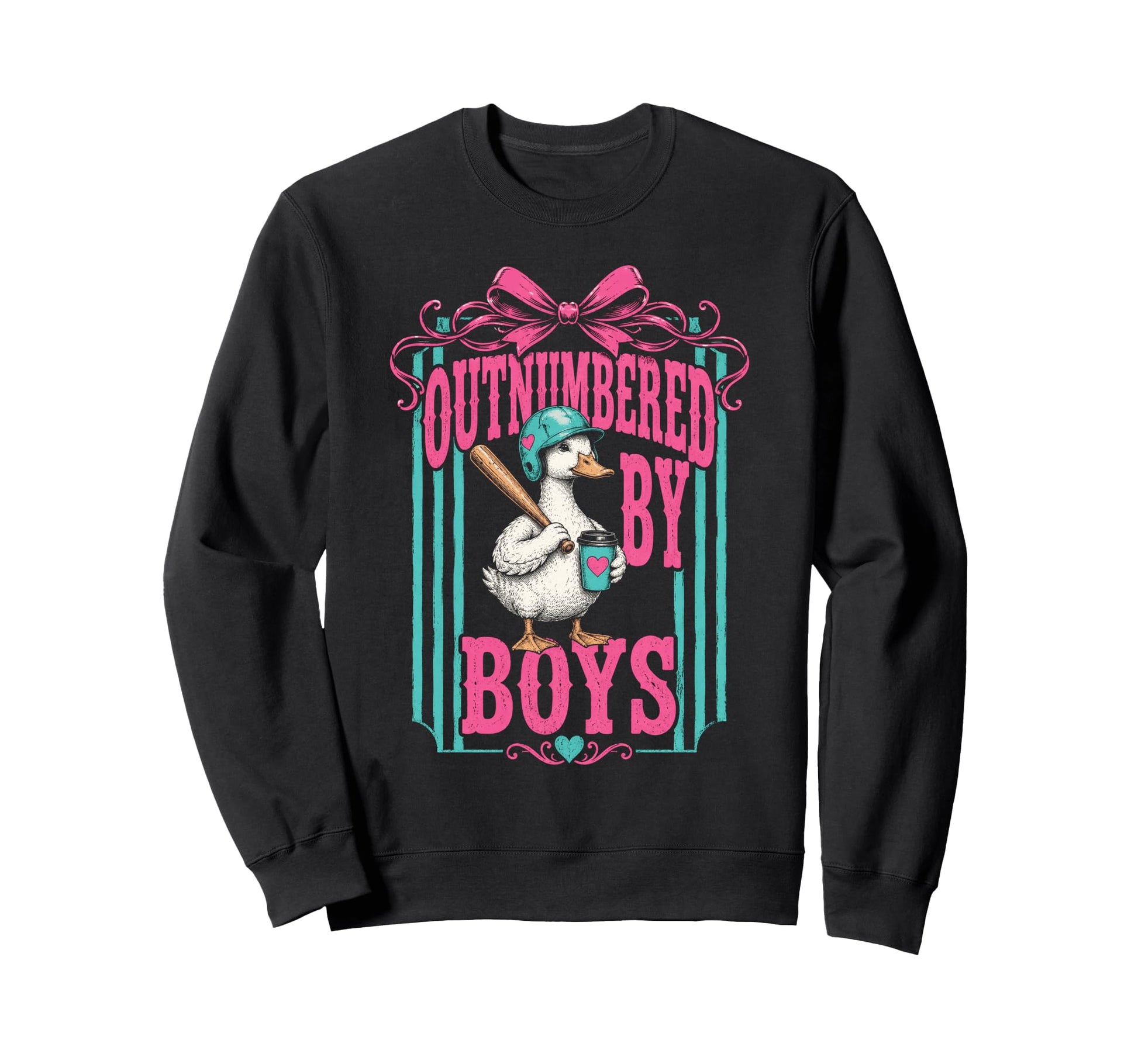 Outnumbered Duck Baseball Coffee Mom Sweatshirt - Trendy Graphic for Adults - T-Shirt, Sweatshirt, Hoodie