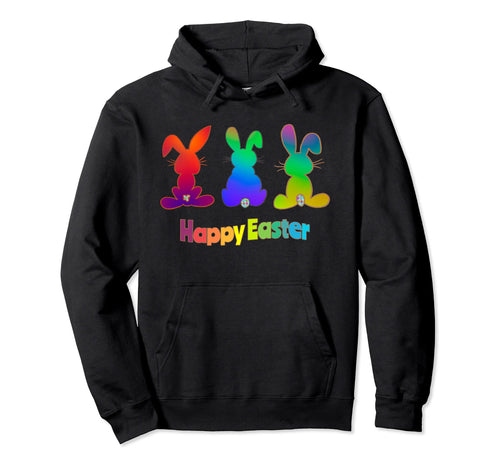 Rainbow Gradient Colors Happy Easter Hoodie - Custom Art Print Men Women - T-Shirt, Sweatshirt, Hoodie