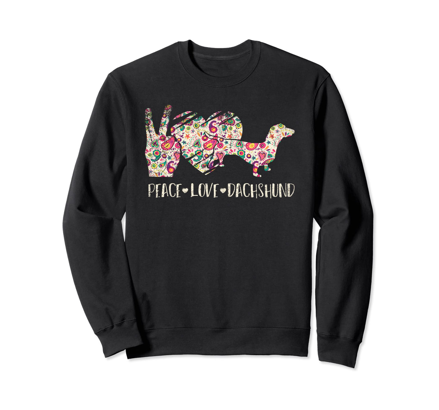 Hippie Dog Lover Gift Wiener Animal Sweatshirt - Aesthetic Graphic Unisex - T-Shirt, Sweatshirt, Hoodie