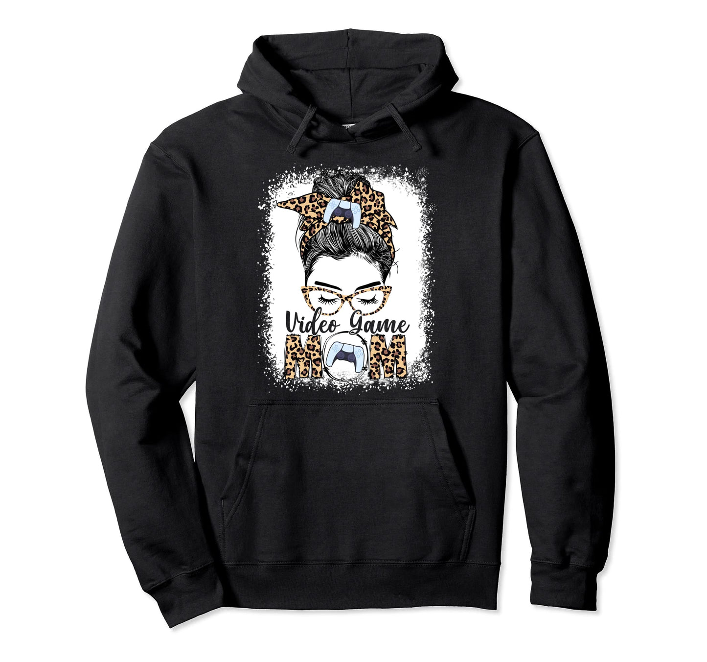 Video Game Mom Game Day Messy Bun Hoodie - Trendy Graphic Men Women - T-Shirt, Sweatshirt, Hoodie