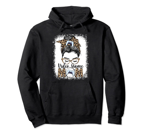 Video Game Mom Game Day Messy Bun Hoodie - Trendy Graphic Men Women - T-Shirt, Sweatshirt, Hoodie