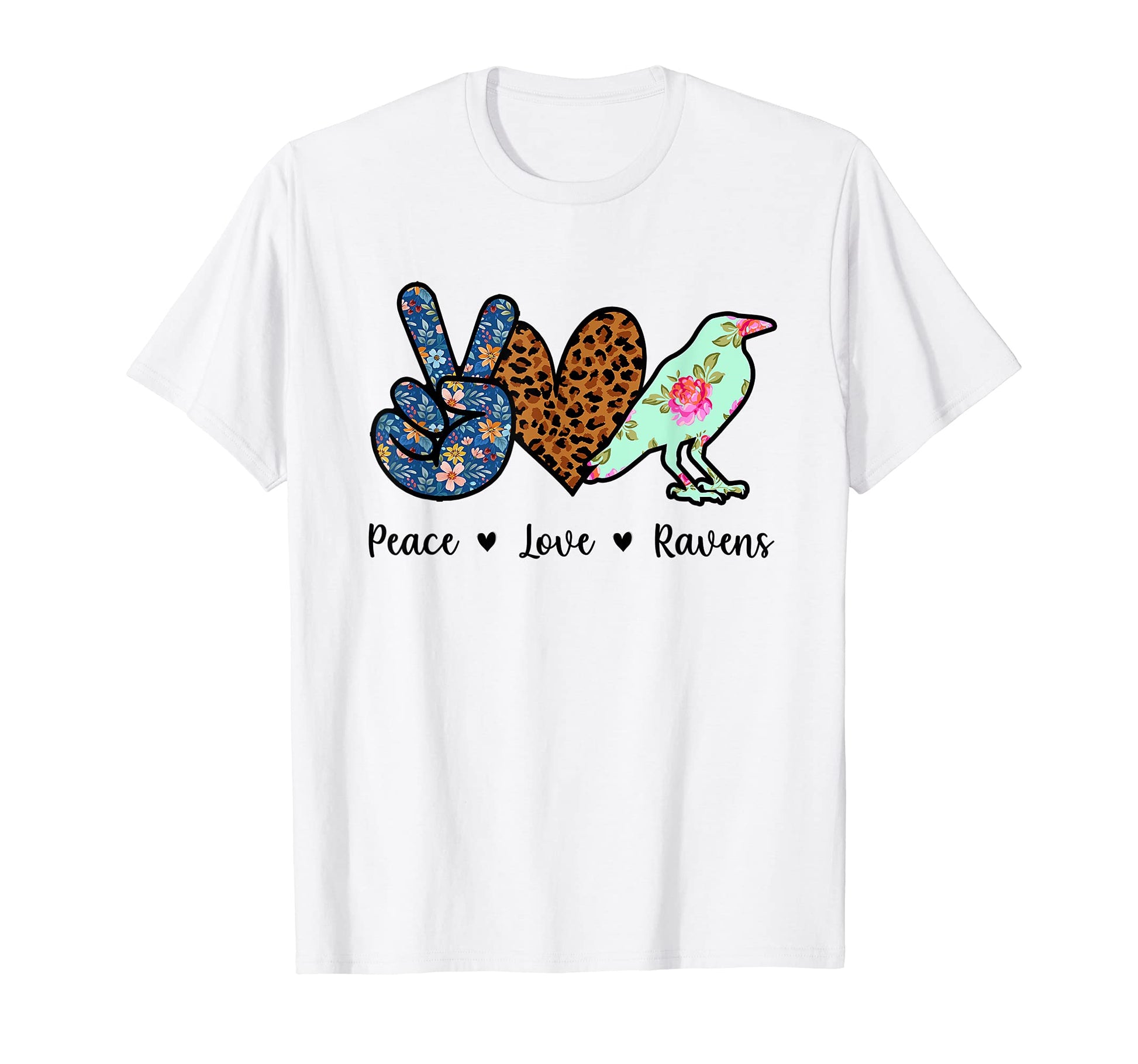 Peace Love Ravens Leopard T-Shirt - Trendy Graphic Men Women - T-Shirt, Sweatshirt, Hoodie
