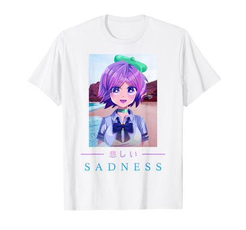 Anime Sadness Japanese Aesthetic Vaporwave T-Shirt - Graphic Print Unisex - T-Shirt, Sweatshirt, Hoodie