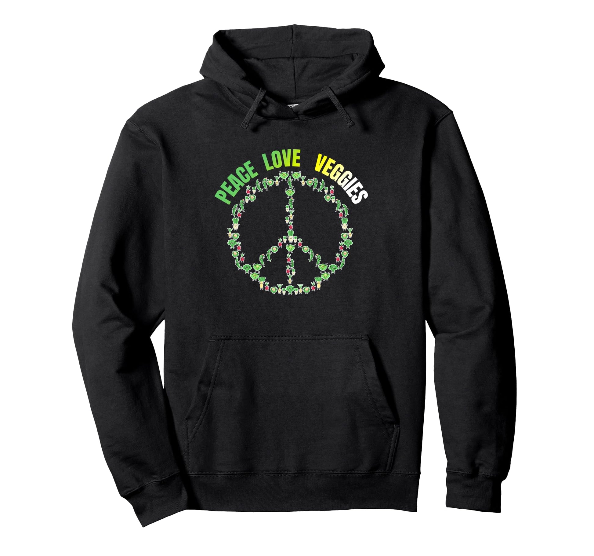 Peace Love Veggies Symbol Vegan Hoodie - Aesthetic Graphic Unisex - T-Shirt, Sweatshirt, Hoodie