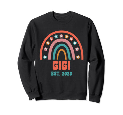 Gigi Groovy Grandma Est 2023 Rainbow Sweatshirt - Unique Graphic Unisex - T-Shirt, Sweatshirt, Hoodie