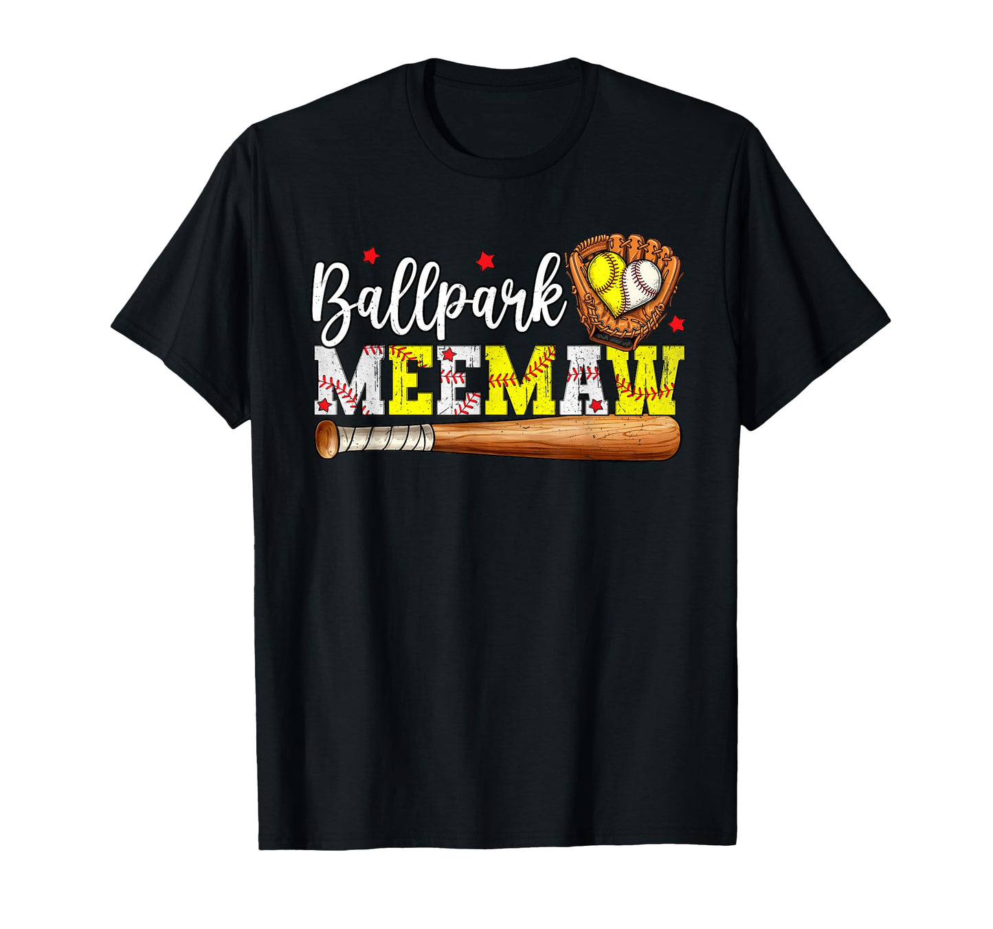 Ballpark Meemaw Softball Meemaw Baseball T-Shirt - Unique Graphic Unisex - T-Shirt, Sweatshirt, Hoodie