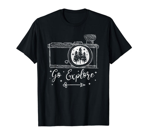 Camera Photography Go Explore Travel T-Shirt - Minimalist Print Unisex - T-Shirt, Sweatshirt, Hoodie