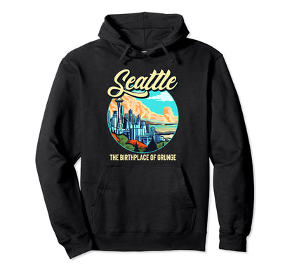 Seattle Birthplace Grunge Music Hoodie - Aesthetic Graphic Unisex - T-Shirt, Sweatshirt, Hoodie