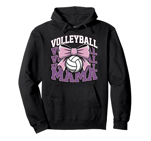 Volleyball Mama Coquette Bow Game Day Hoodie - Aesthetic Graphic Unisex - T-Shirt, Sweatshirt, Hoodie