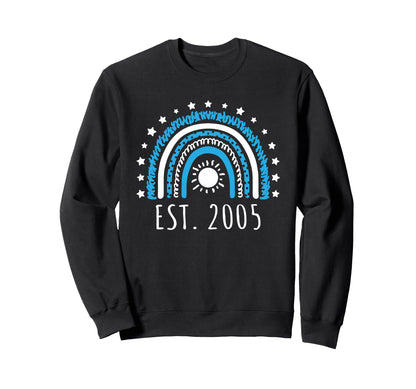 Est 2005 Rainbow Established 2005 Sweatshirt - Graphic Print for Adults - T-Shirt, Sweatshirt, Hoodie