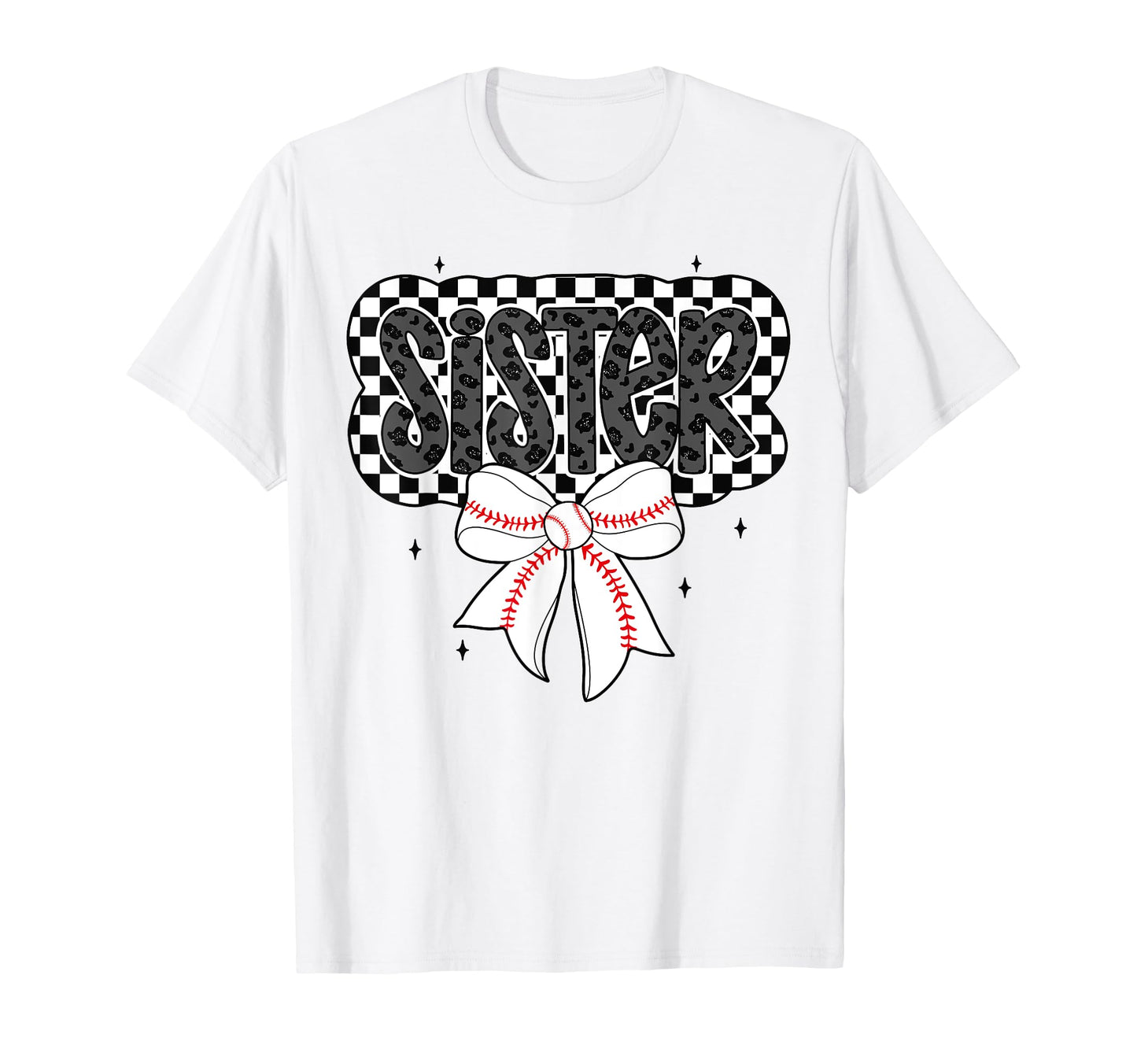Baseball Sister Coquette Bow Mothers T-Shirt - Novelty Apparel for Adults - T-Shirt, Sweatshirt, Hoodie