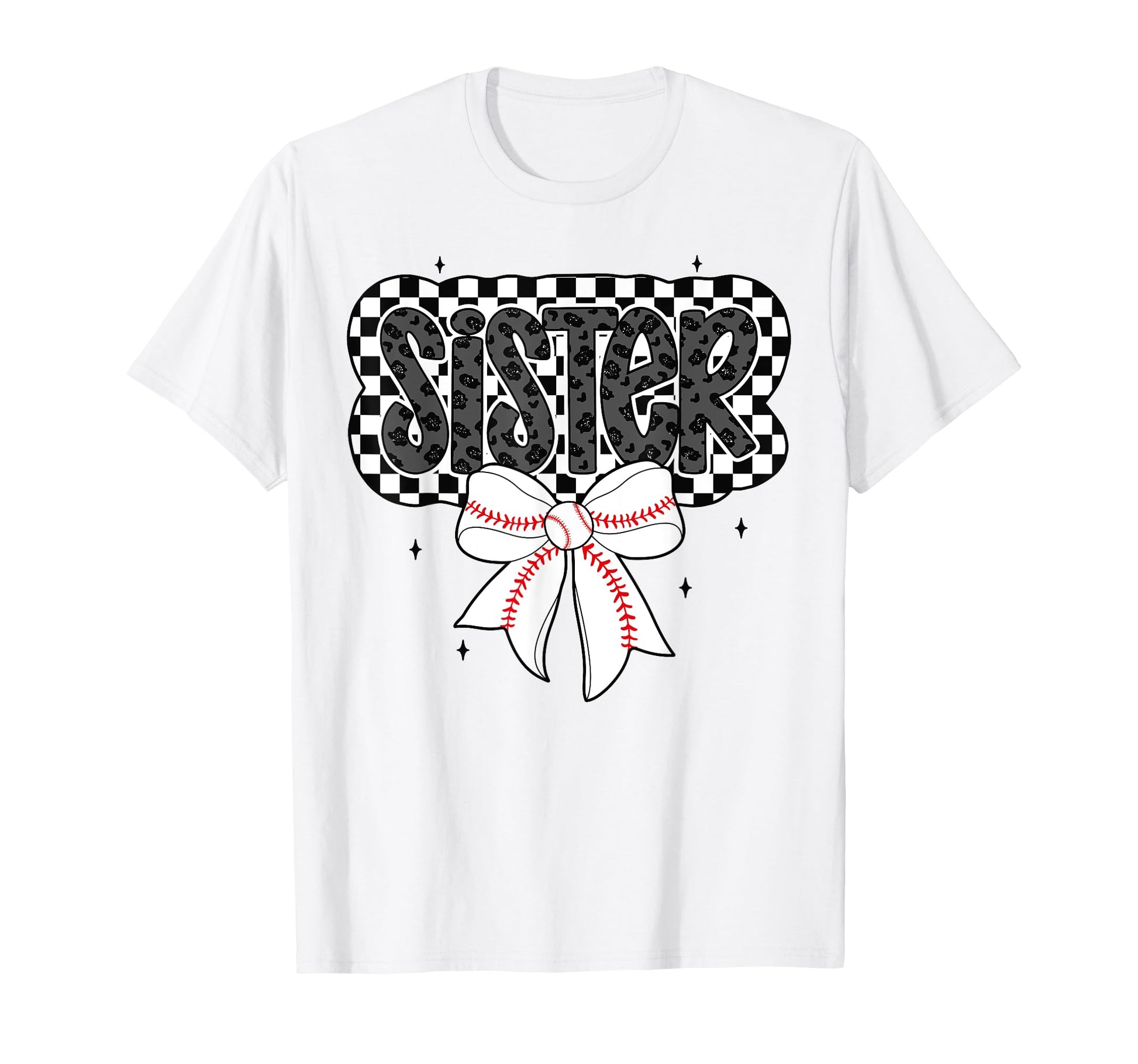 Baseball Sister Coquette Bow Mothers T-Shirt - Novelty Apparel for Adults - T-Shirt, Sweatshirt, Hoodie