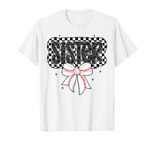 Baseball Sister Coquette Bow Mothers T-Shirt - Novelty Apparel for Adults - T-Shirt, Sweatshirt, Hoodie