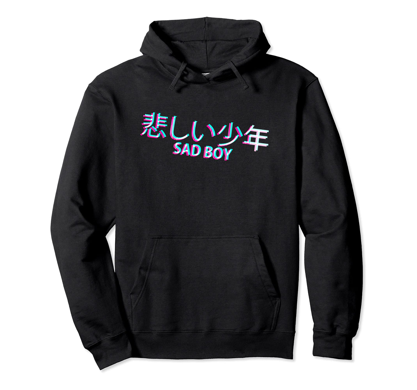 Japanese Glitch Sad Anime Minimal Hoodie - Minimalist Print for Adults - T-Shirt, Sweatshirt, Hoodie