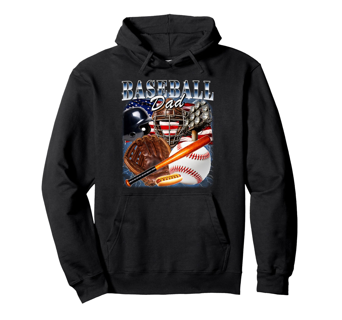 Baseball Dad Usa Flag 90S Coach Hoodie - Custom Art Print for Adults - T-Shirt, Sweatshirt, Hoodie