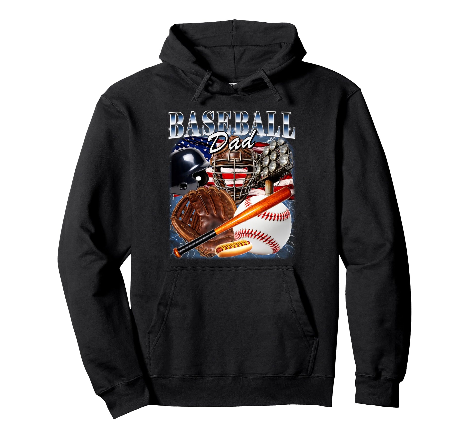 Baseball Dad Usa Flag 90S Coach Hoodie - Custom Art Print for Adults - T-Shirt, Sweatshirt, Hoodie