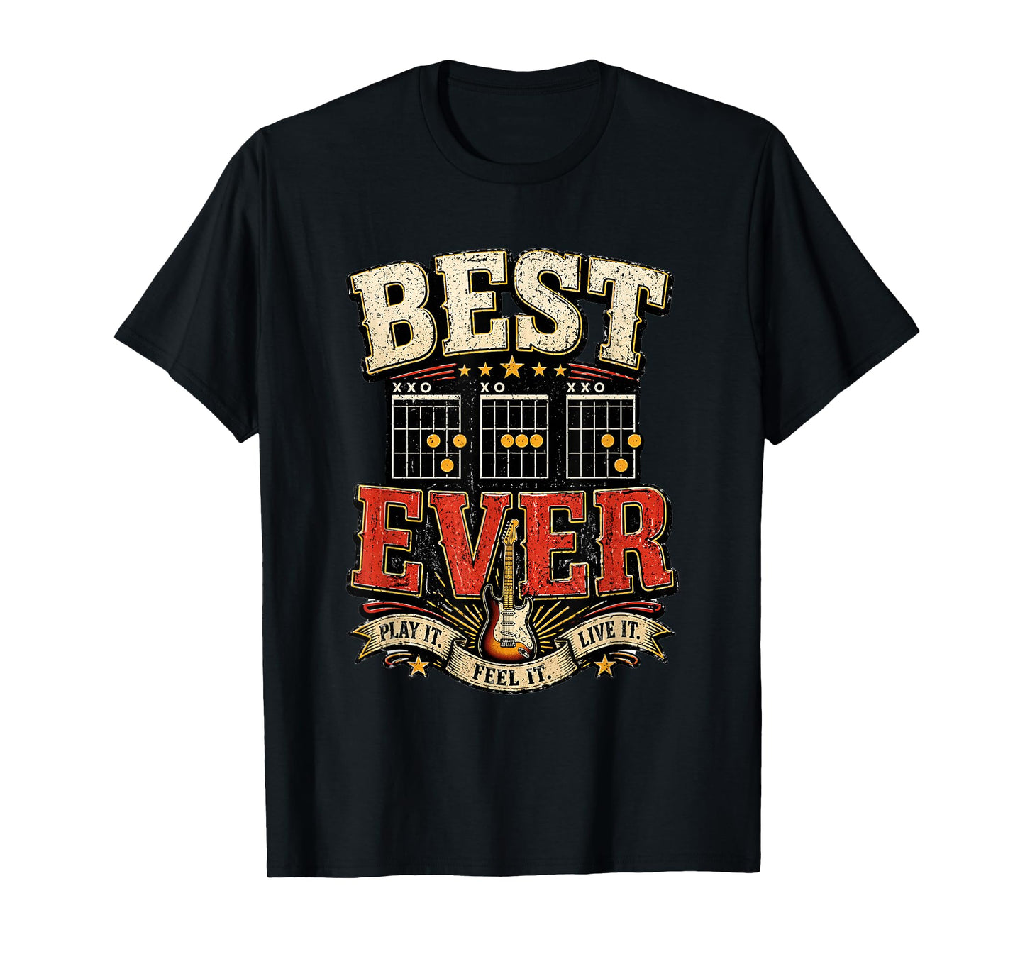 Best Dad Ever Guitar Chords Rock T-Shirt - Fun Novelty Design for Adults - T-Shirt, Sweatshirt, Hoodie