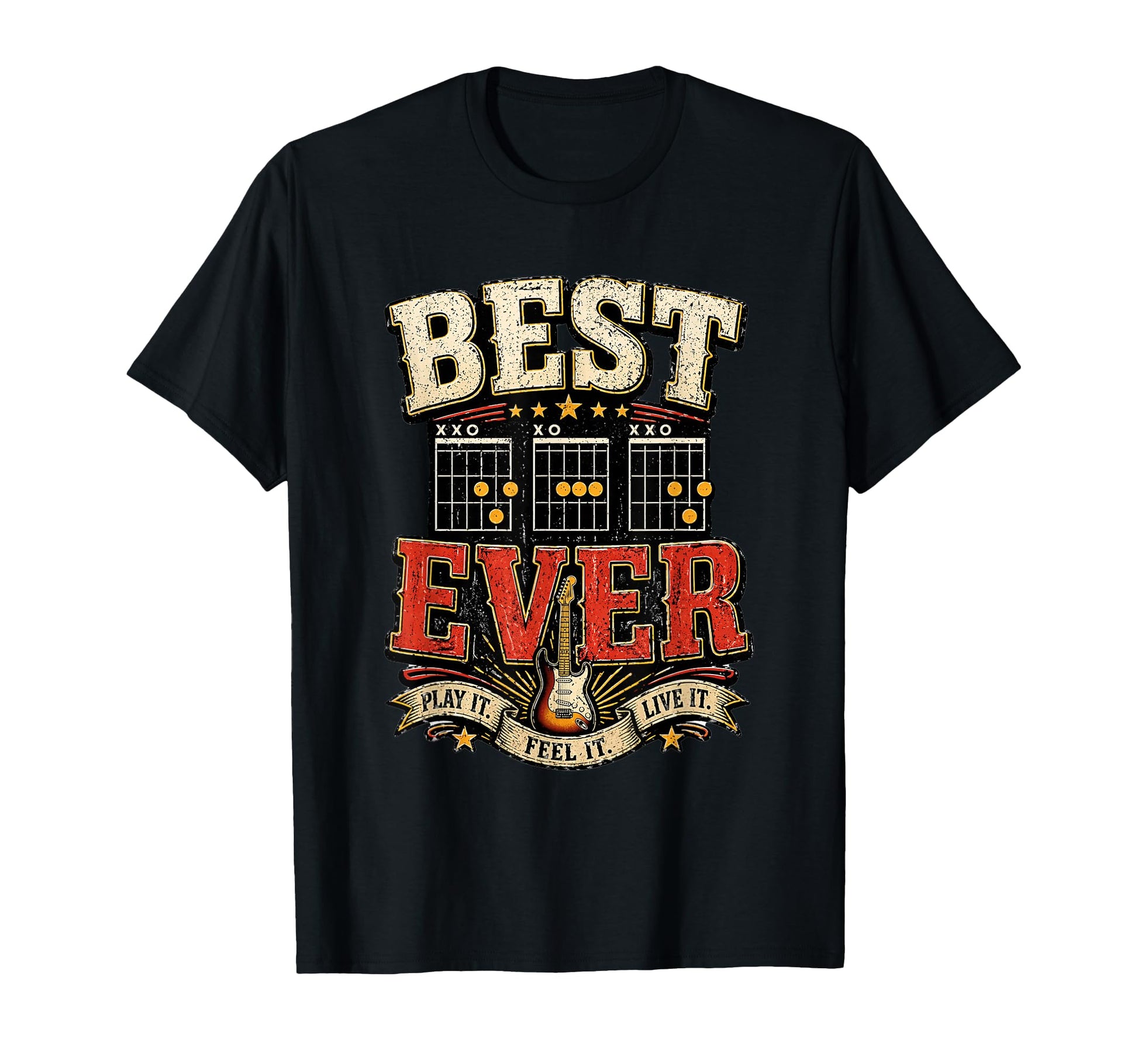 Best Dad Ever Guitar Chords Rock T-Shirt - Fun Novelty Design for Adults - T-Shirt, Sweatshirt, Hoodie
