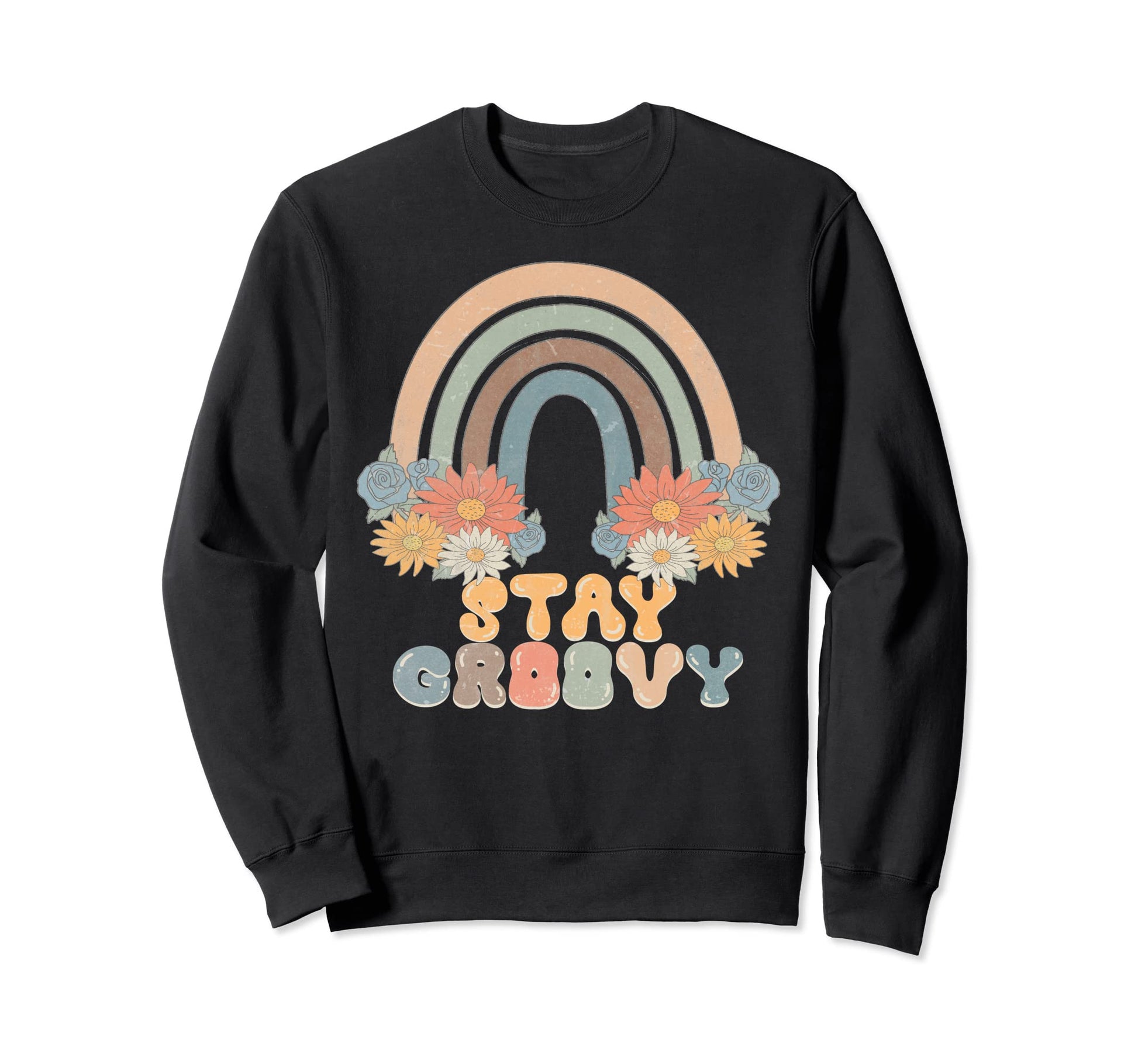 Stay Groovy Rainbow Rainbow Stay Sweatshirt - Minimalist Print for Adults - T-Shirt, Sweatshirt, Hoodie