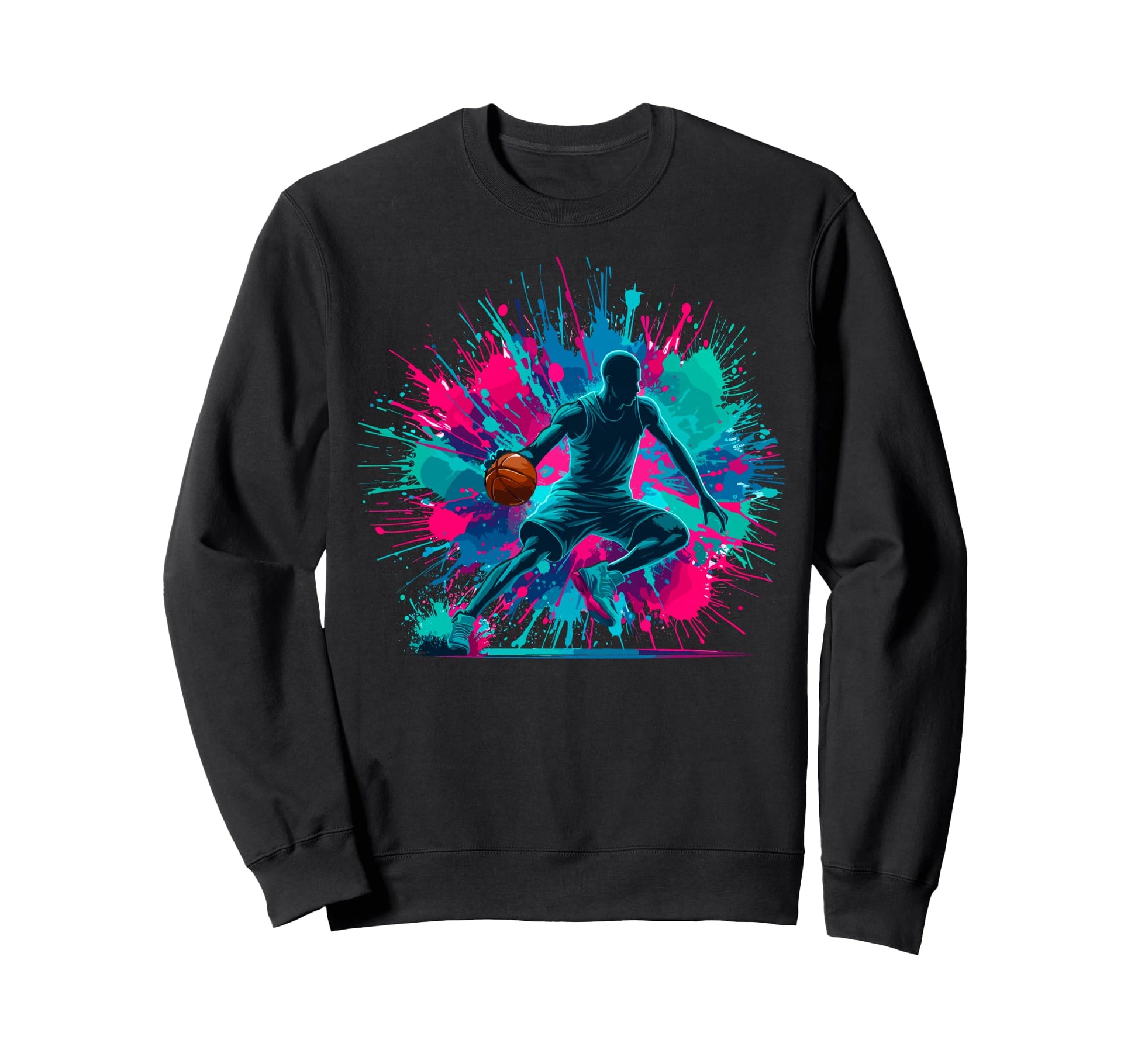 Colorful Paints Splash Basketball Ball Sweatshirt - Novelty Apparel Unisex - T-Shirt, Sweatshirt, Hoodie