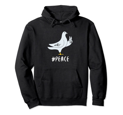 Dove Bird Peace Hand Symbol Peaceful Hoodie - Unique Graphic for Adults - T-Shirt, Sweatshirt, Hoodie