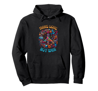 Make Love Not War 60S 70S Hippie Peace Hoodie - Trendy Graphic for Adults - T-Shirt, Sweatshirt, Hoodie