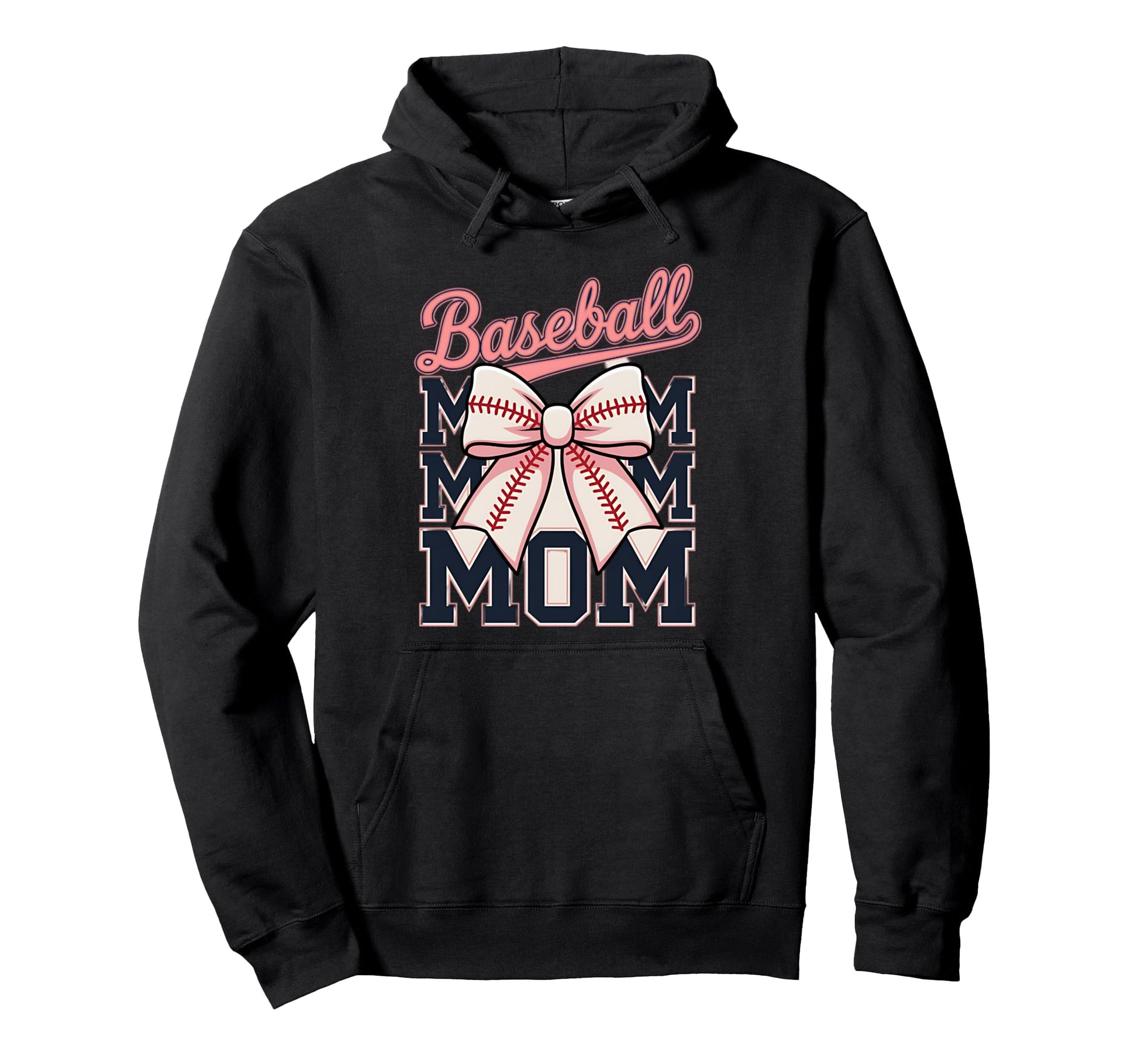 Baseball Mom Coquette Bow Hoodie - Fun Novelty Design for Adults - T-Shirt, Sweatshirt, Hoodie
