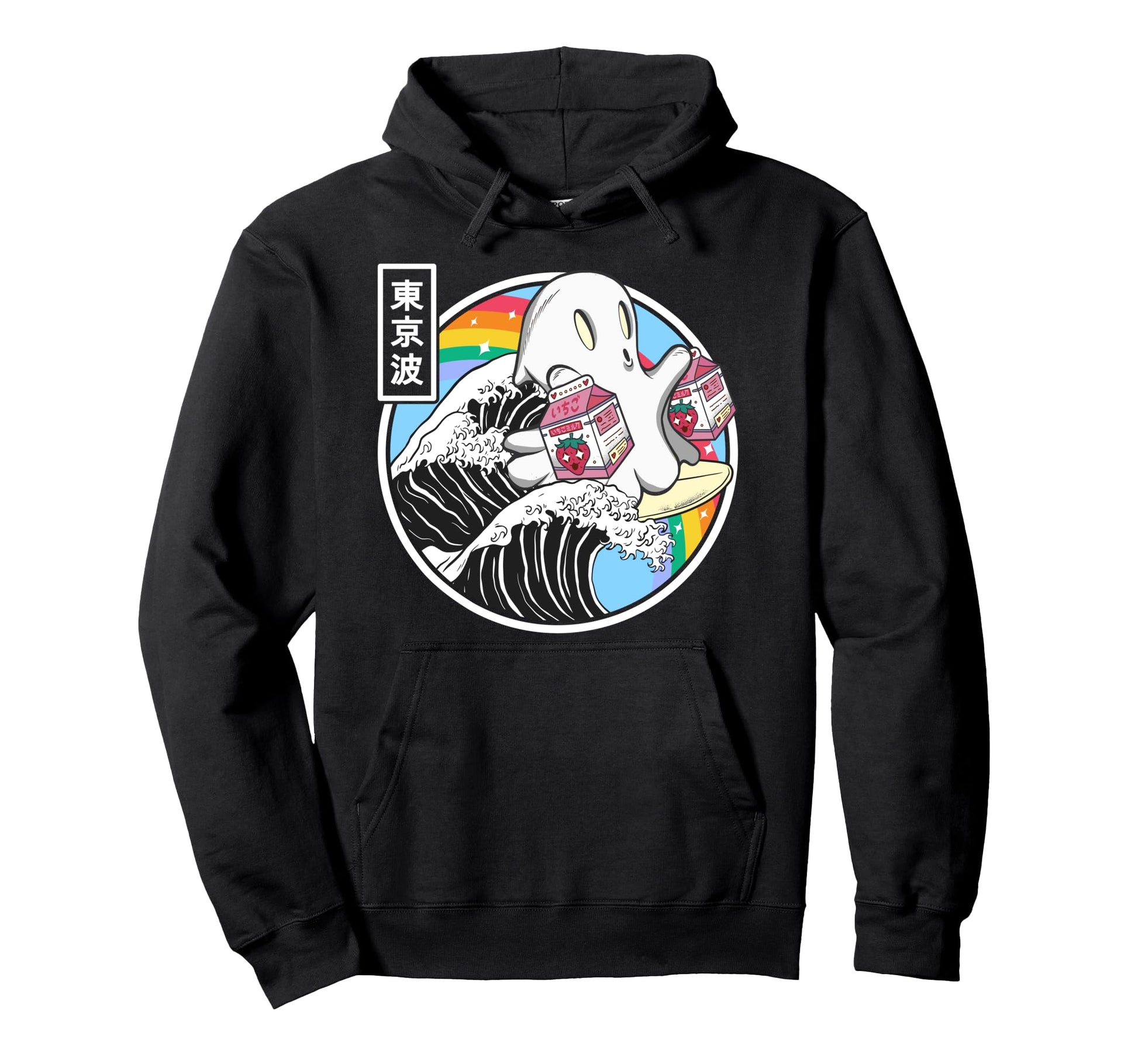 Ghost Strawberry Milk Great Wave Hoodie - Fun Novelty Design Men Women - T-Shirt, Sweatshirt, Hoodie
