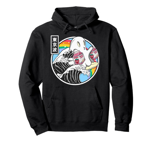 Ghost Strawberry Milk Great Wave Hoodie - Fun Novelty Design Men Women - T-Shirt, Sweatshirt, Hoodie
