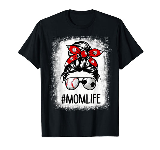 Bleached Mom Life Soccer Messy Bun T-Shirt - Custom Art Print Unisex - T-Shirt, Sweatshirt, Hoodie