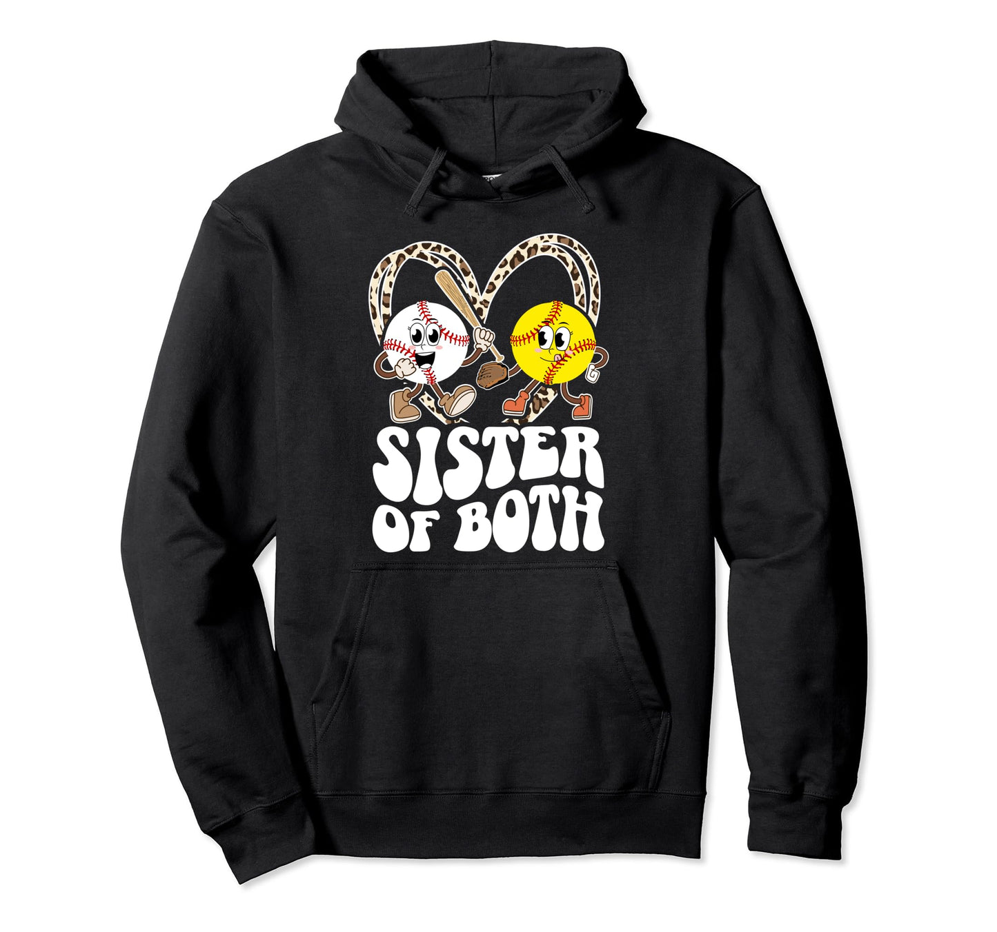 Sister Both Groovy Softball Baseball Hoodie - Aesthetic Graphic for Adults - T-Shirt, Sweatshirt, Hoodie