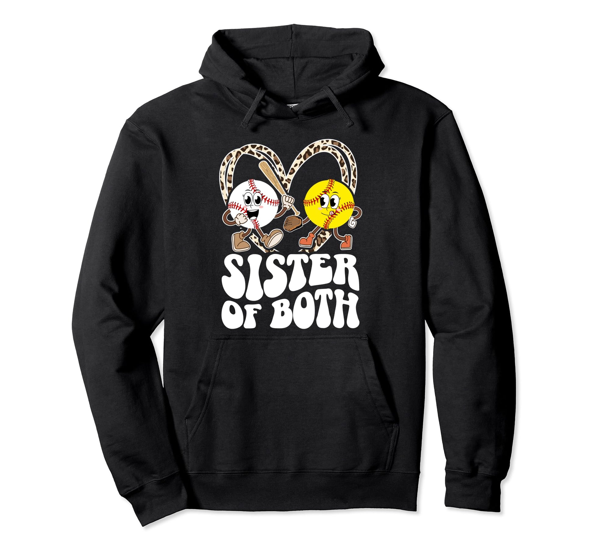 Sister Both Groovy Softball Baseball Hoodie - Aesthetic Graphic for Adults - T-Shirt, Sweatshirt, Hoodie