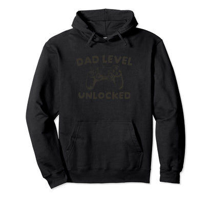 Dad Level Unlocked New Dad Leveled Up Hoodie - Unique Graphic for Adults - T-Shirt, Sweatshirt, Hoodie