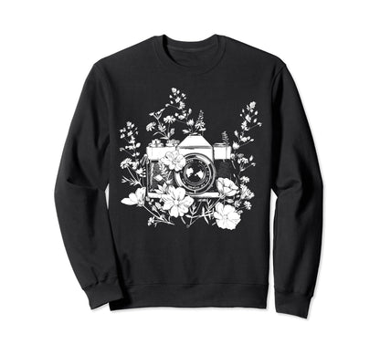 Photographer Camera Flowers Sweatshirt - Graphic Print Men Women - T-Shirt, Sweatshirt, Hoodie