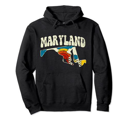 Maryland State Rainbow Hippie 70S Map Hoodie - Novelty Apparel Men Women - T-Shirt, Sweatshirt, Hoodie