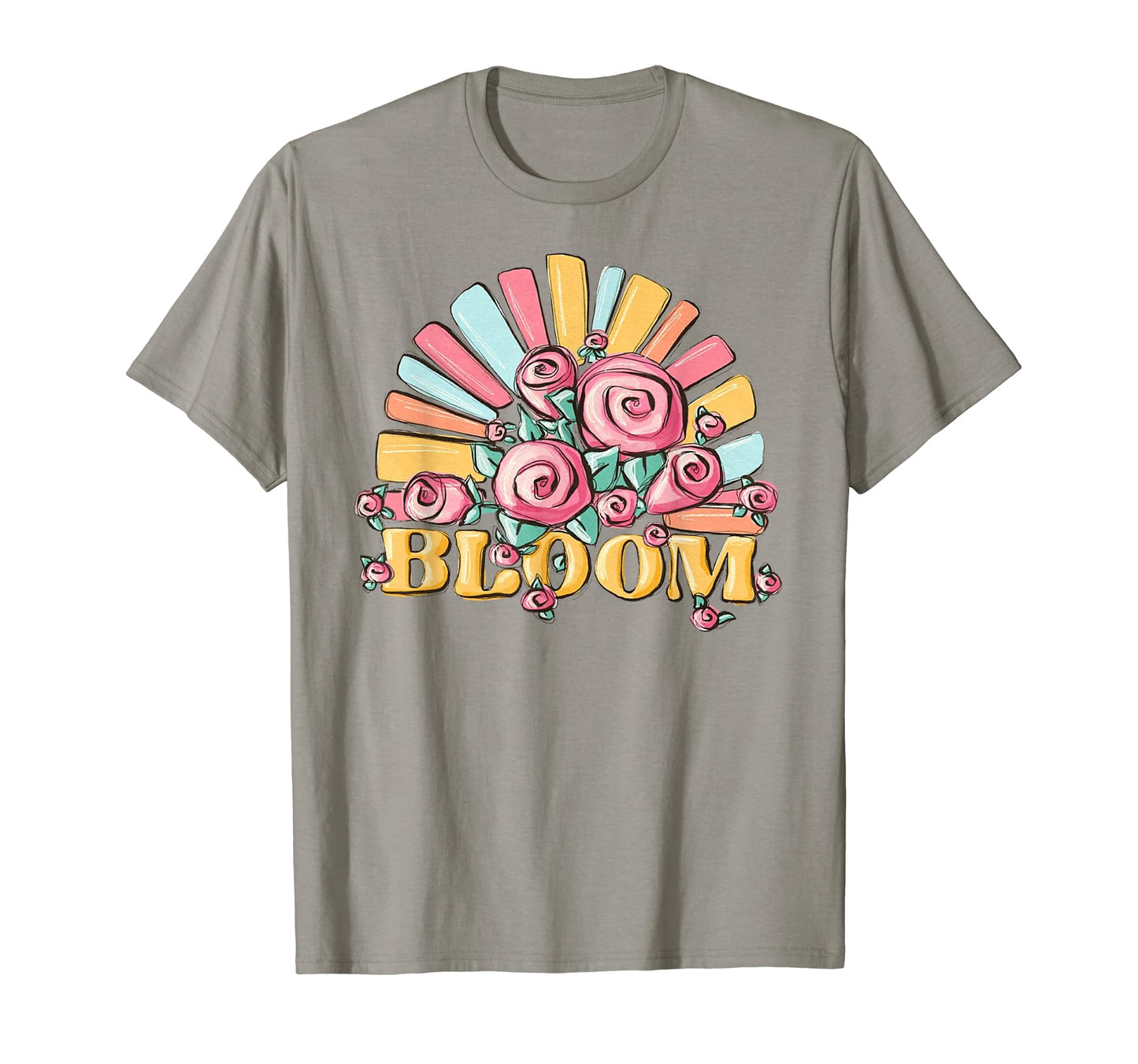 Bloom 70S Boho Floral Rainbow T-Shirt - Fun Novelty Design Men Women - T-Shirt, Sweatshirt, Hoodie