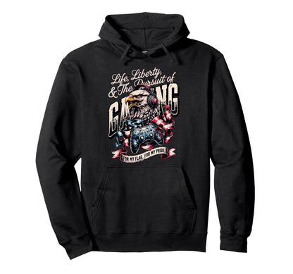 Funny Patriotic Gaming Proud Usa Hoodie - Custom Art Print Men Women - T-Shirt, Sweatshirt, Hoodie