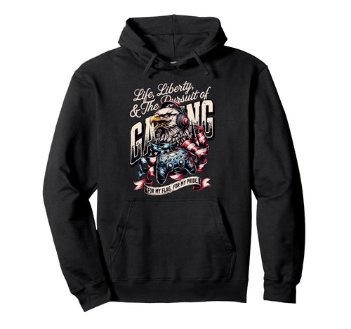 Funny Patriotic Gaming Proud Usa Hoodie - Custom Art Print Men Women - T-Shirt, Sweatshirt, Hoodie