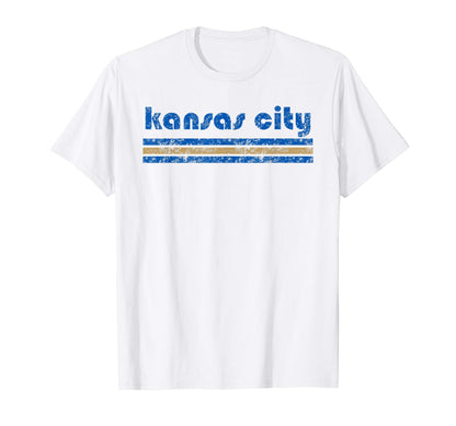 Kansas City Three Stripe Weathered T-Shirt - Custom Art Print Unisex - T-Shirt, Sweatshirt, Hoodie